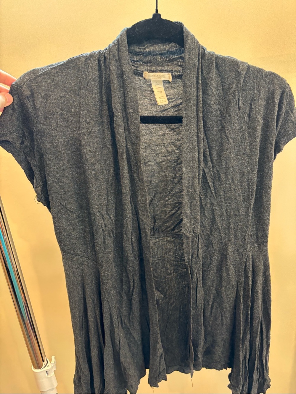 Ambiance Heathered Charcoal Open Front Cardigan